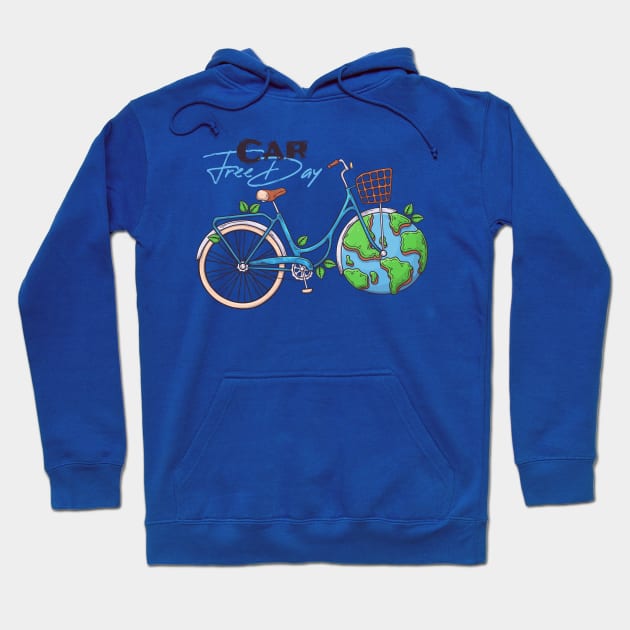 car free day earth wheel Hoodie by Mako Design 